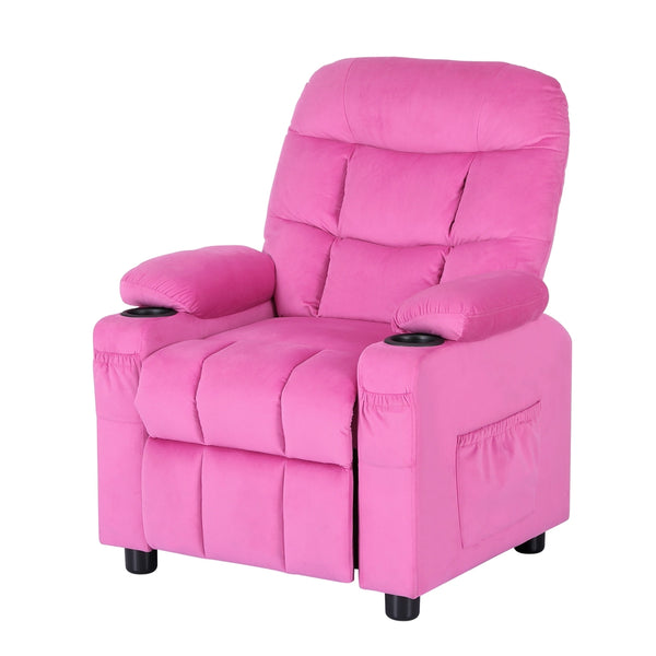 Keezi Kids Recliner Chair Pink Velvet Sofa Lounge Couch Children Charis Armchair Keezi