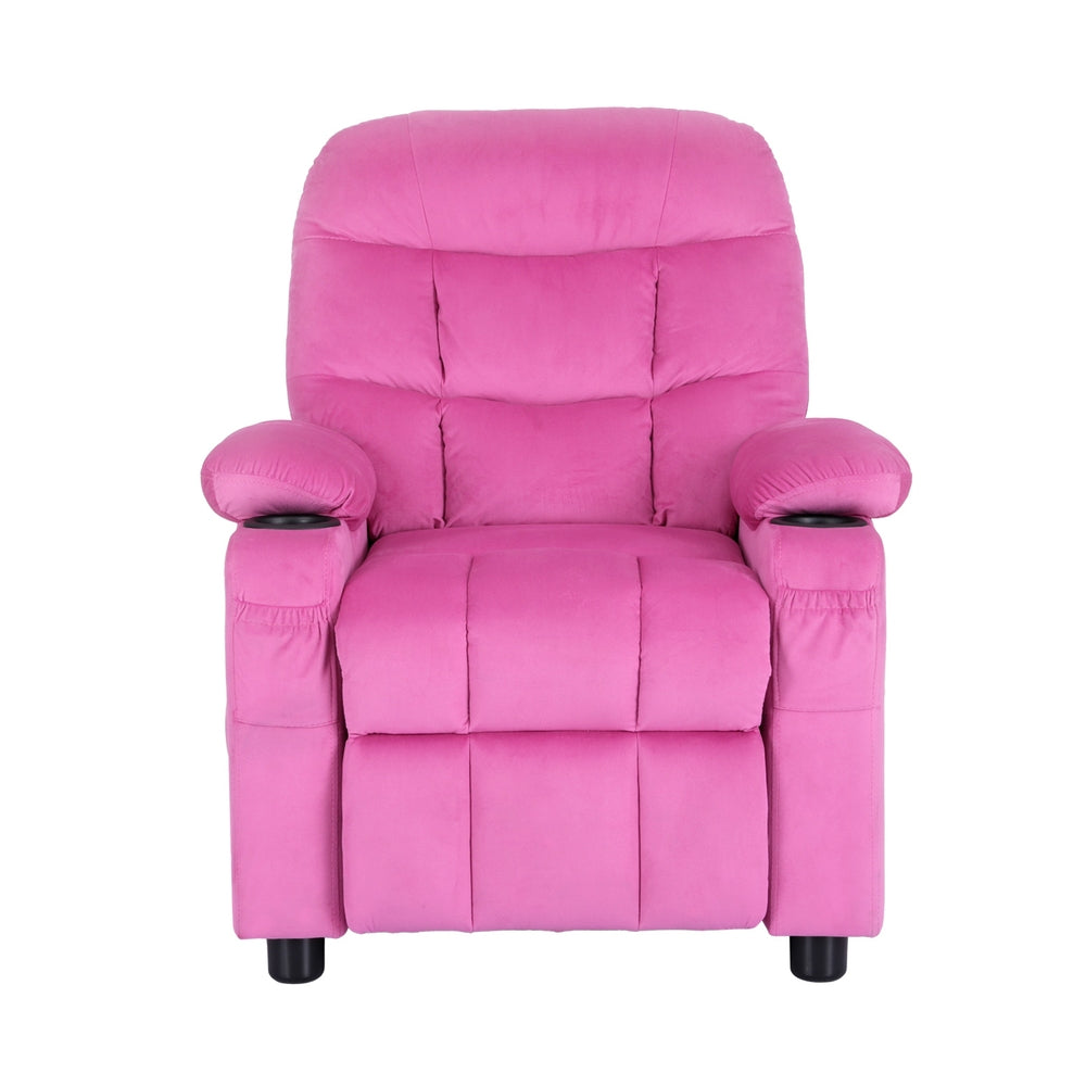 Keezi Kids Recliner Chair Pink Velvet Sofa Lounge Couch Children Charis Armchair Keezi