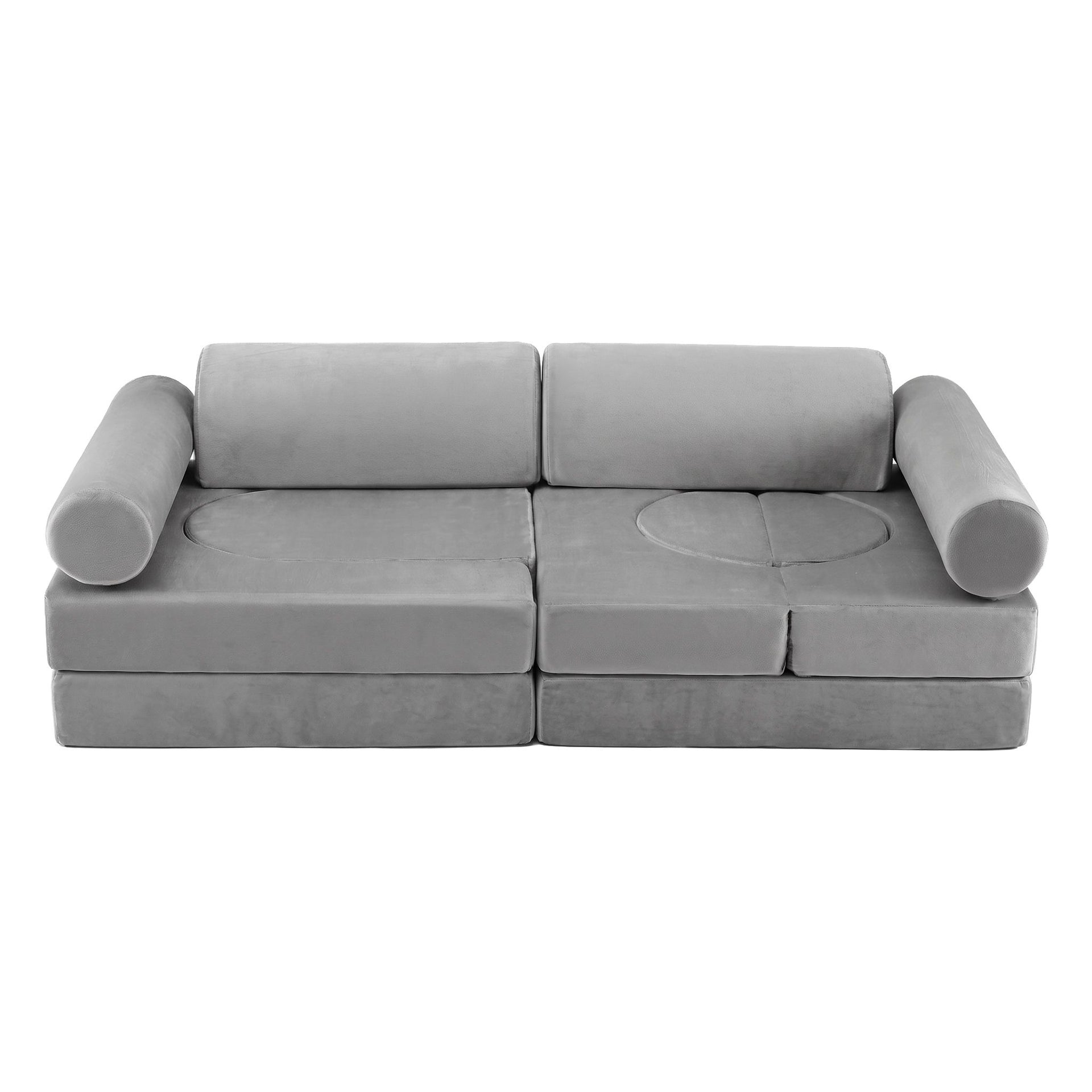 Keezi 12PCS Modular Kids Play Couch Foam Sofa Set with Removable Washable Cover Grey Playroom Awezingly