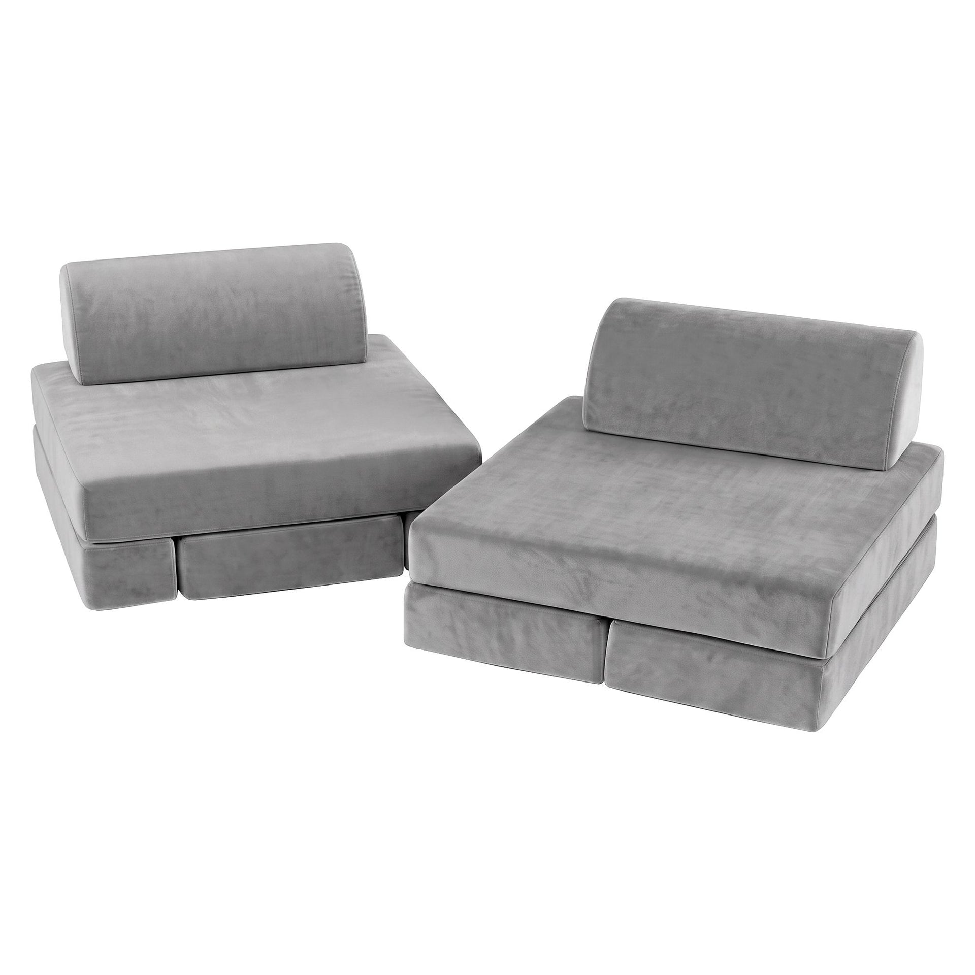 Keezi 12PCS Modular Kids Play Couch Foam Sofa Set with Removable Washable Cover Grey Playroom Awezingly