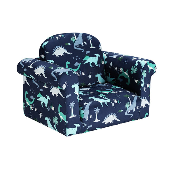 Keezi Kids Sofa 2 Seater Children Flip Open Couch Lounger Armchair Dinosaur Navy Keezi