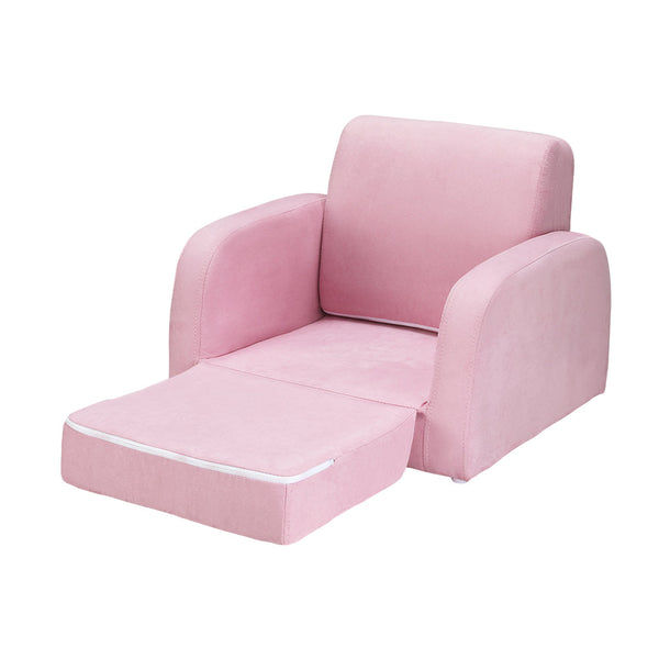 Keezi Kids Sofa 2 Seater Children Flip Open Couch Lounger Armchair Soft Pink Keezi