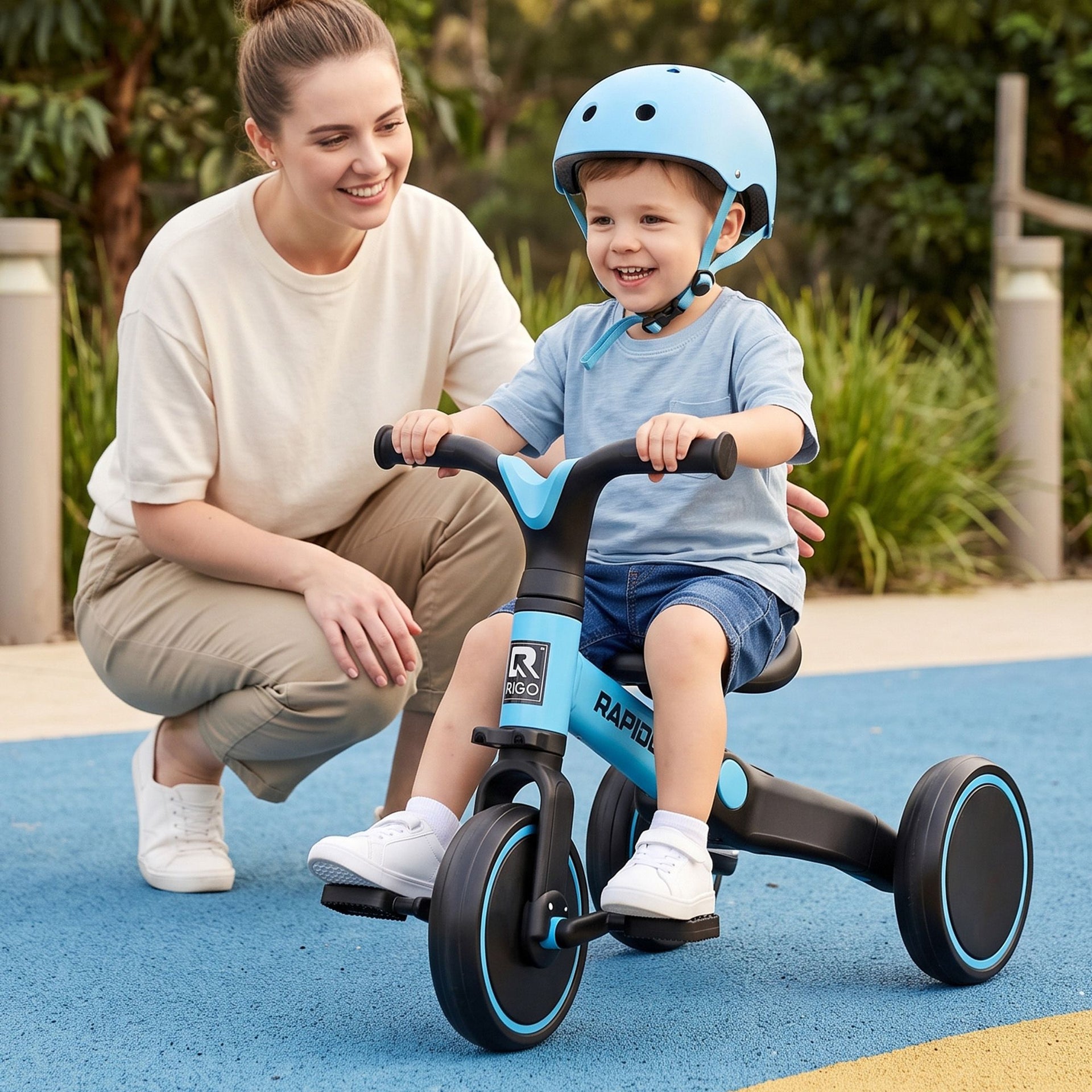 RIGO Tricycle Bike, Kids Bike with 3 wheels, Carbon Steel 70cm Blue Awezingly