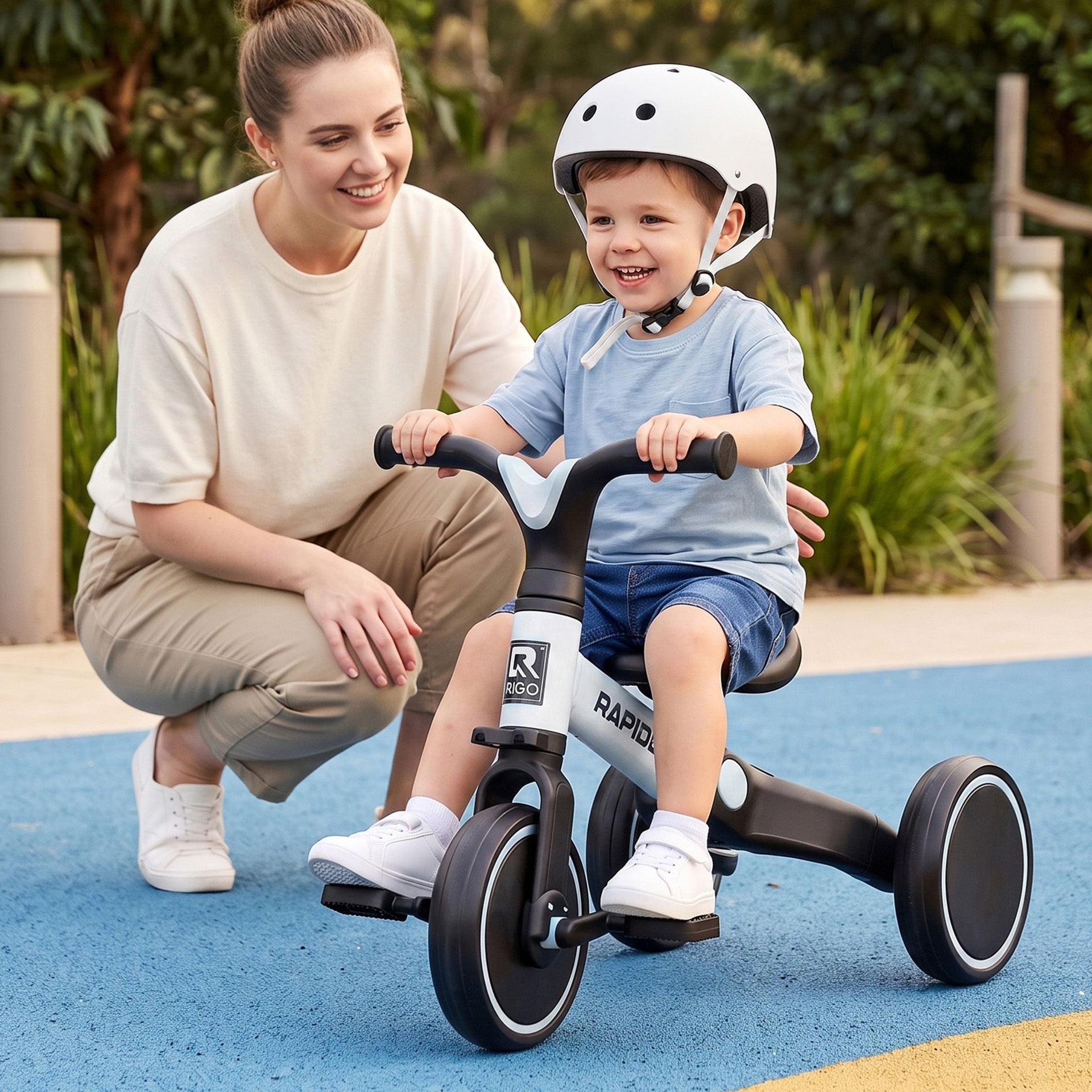 RIGO Tricycle Bike, Kids Bike with 3 wheels, Carbon Steel 70cm White Awezingly