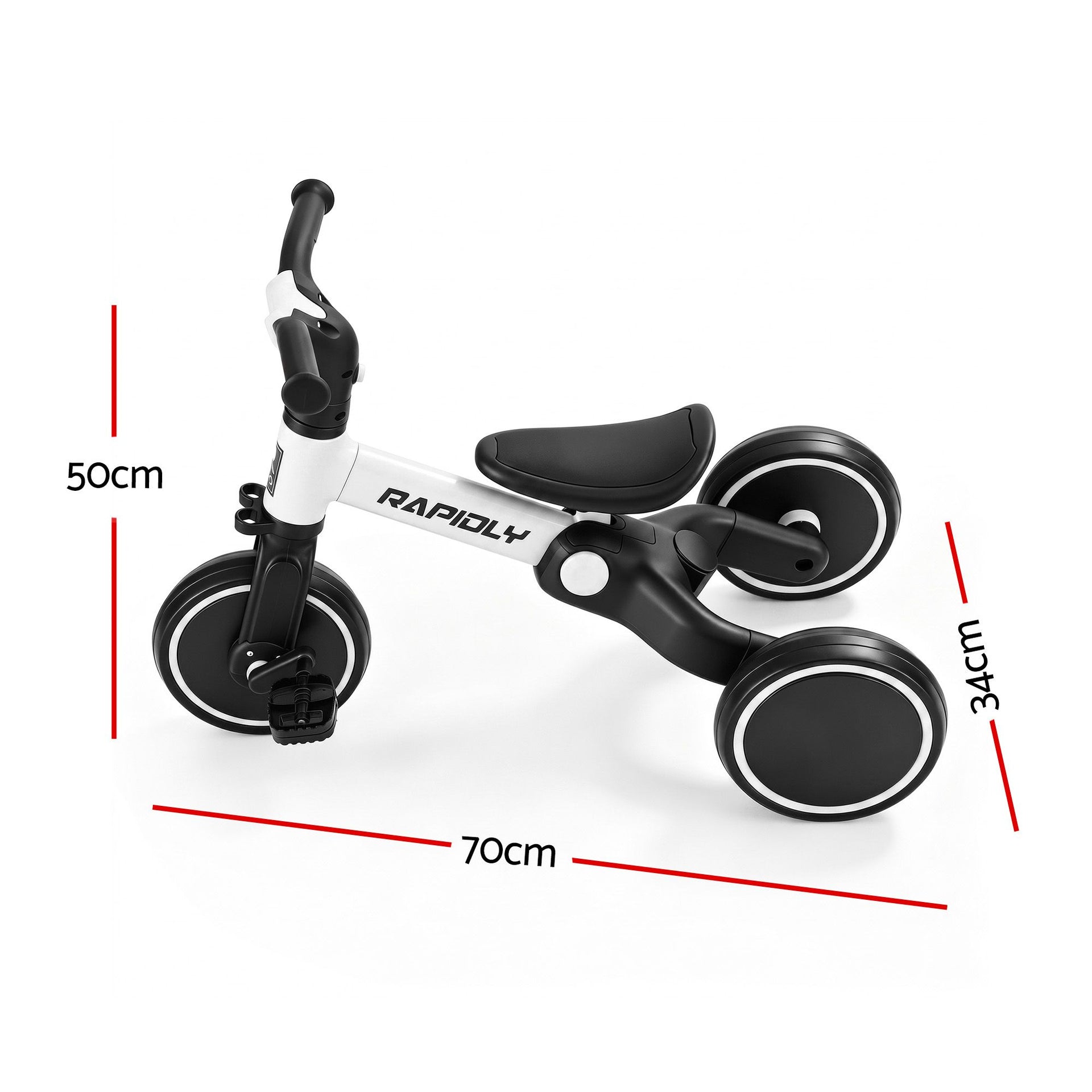 RIGO Tricycle Bike, Kids Bike with 3 wheels, Carbon Steel 70cm White Awezingly