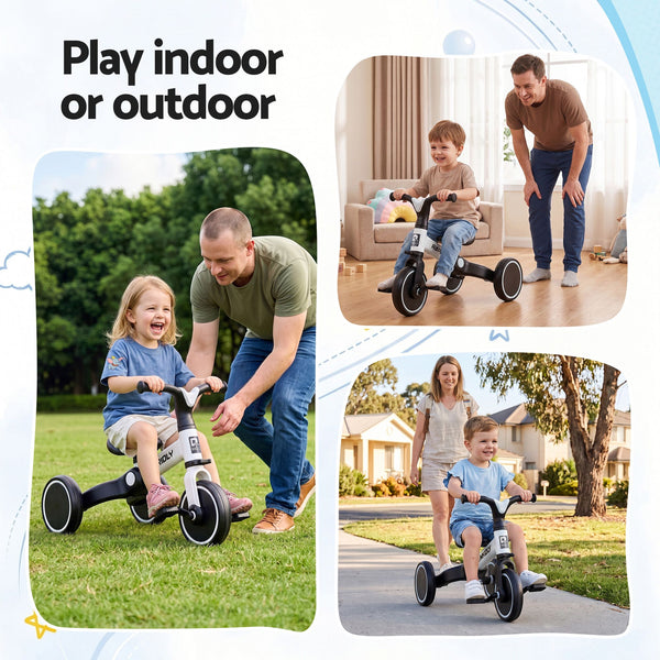 RIGO Tricycle Bike, Kids Bike with 3 wheels, Carbon Steel 70cm White Awezingly