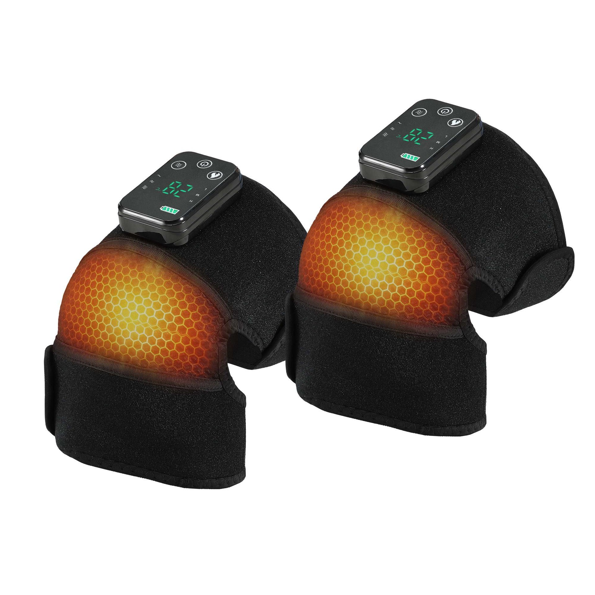 Livemor Knee Massager with Heat (2 Pack), Cordless Heated Knee Massage for Pain Relief with 3 Heating Levels, 3 Vibration Modes, Gentle Lights, Adjustable Straps, 3-in-1, Gift for Men and Women Livemor