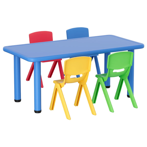 Keezi 5PCS Kids Table and Chairs Set Children Study Desk Furniture Plastic 4 Chairs Awezingly