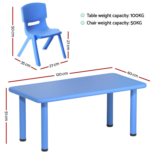 Keezi 5PCS Kids Table and Chairs Set Children Study Desk Furniture Plastic 4 Chairs Awezingly
