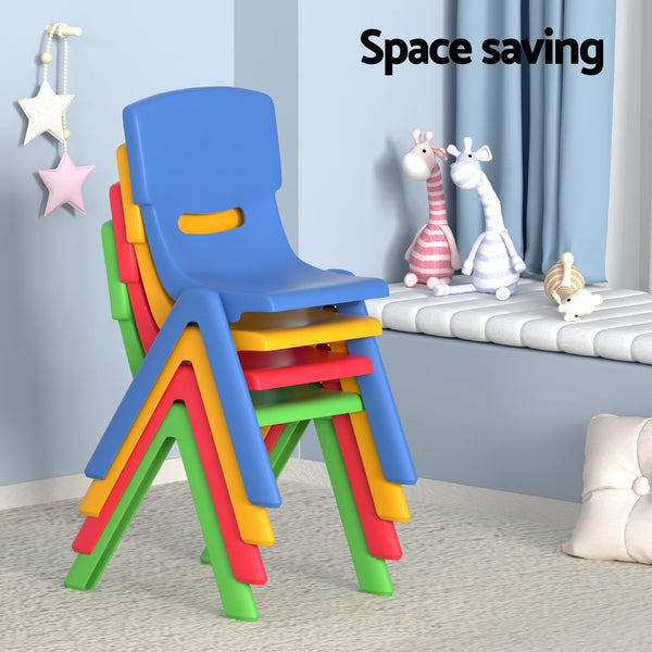 Keezi 5PCS Kids Table and Chairs Set Children Study Desk Furniture Plastic 4 Chairs Awezingly