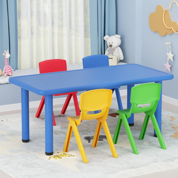 Keezi 5PCS Kids Table and Chairs Set Children Study Desk Furniture Plastic 4 Chairs Awezingly