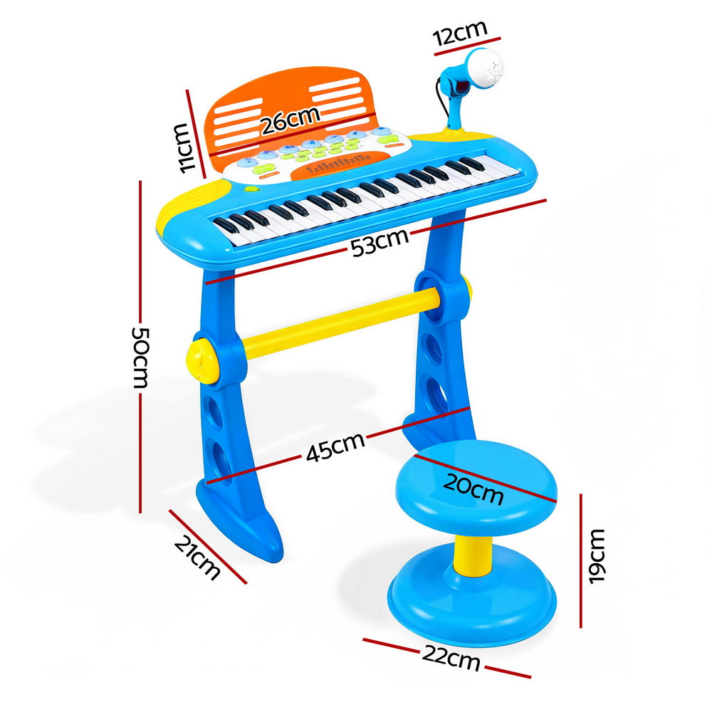 Keezi Kids Piano Keyboard 37 Keys Electronic Musical Instrument Set w/ Stool Microphone Awezingly