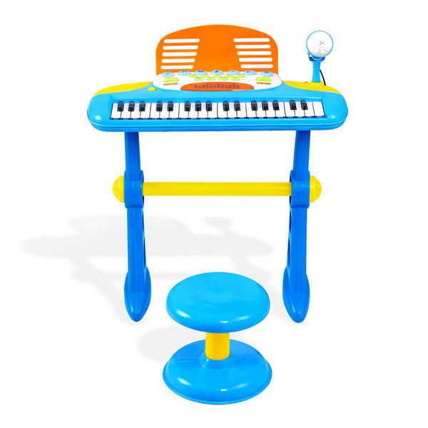 Keezi Kids Piano Keyboard 37 Keys Electronic Musical Instrument Set w/ Stool Microphone Awezingly