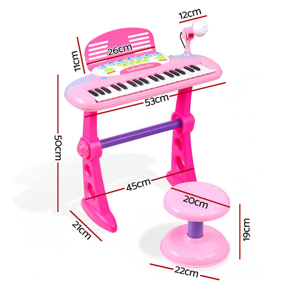 Keezi Kids Piano Keyboard 37 Keys Electronic Musical Instrument Set w/ Stool Microphone Awezingly