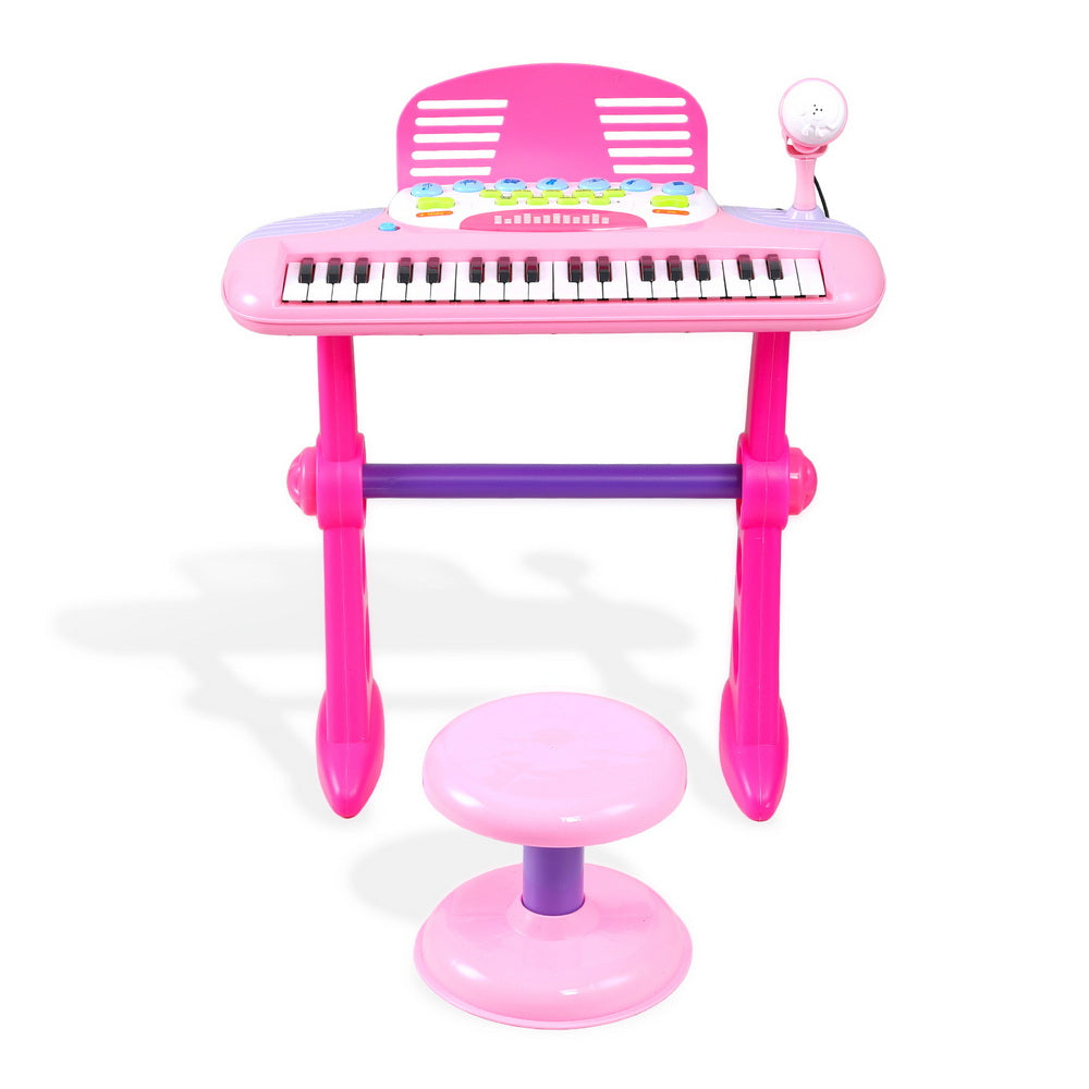 Keezi Kids Piano Keyboard 37 Keys Electronic Musical Instrument Set w/ Stool Microphone Awezingly