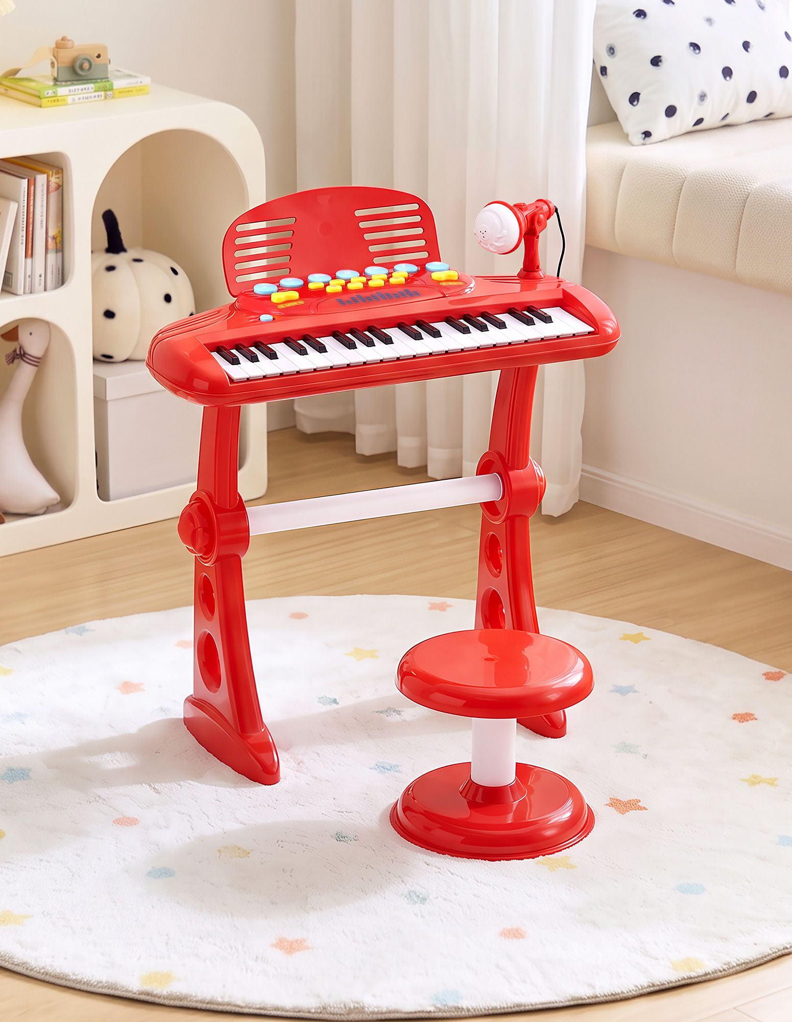 Keezi Kids Piano Keyboard 37 Keys Electronic Musical Instrument Set w/ Stool Microphone Awezingly