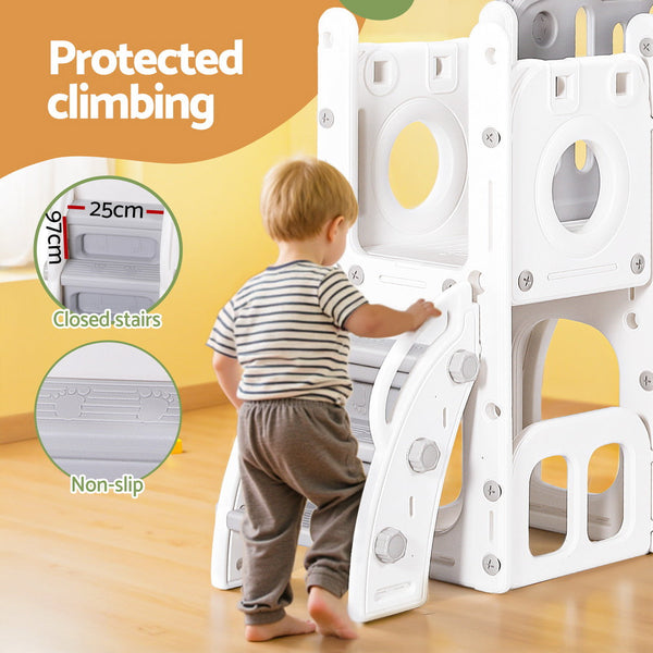 Keezi Kids Slide Swing Set Ball Hoop Rings Football Outdoor Toys Awezingly