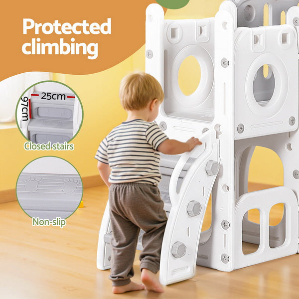 Keezi Kids Slide Swing Set Ball Hoop Rings Football Outdoor Toys Awezingly