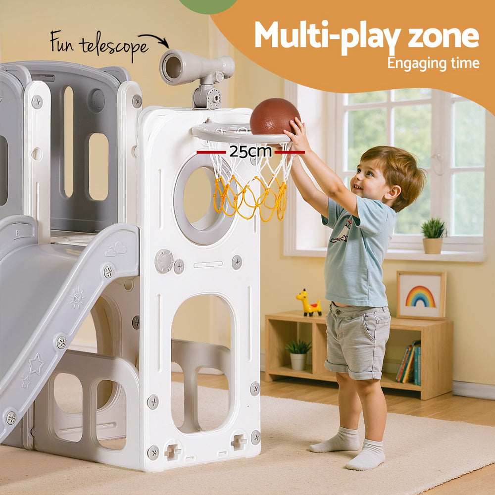 Keezi Kids Slide Swing Set Ball Hoop Rings Football Outdoor Toys Awezingly