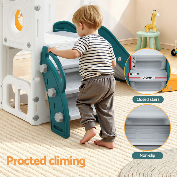 Keezi Kids Slide Set Basketball Hoop Outdoor Playground Outdoor Toys Telescope Storage Awezingly