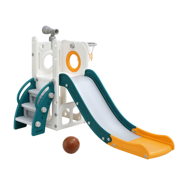 Keezi Kids Slide Set Basketball Hoop Outdoor Playground Outdoor Toys Telescope Storage Awezingly