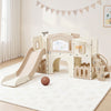 Keezi Kids Slide Set Toddler Indoor Playset With Drawing Board Beige