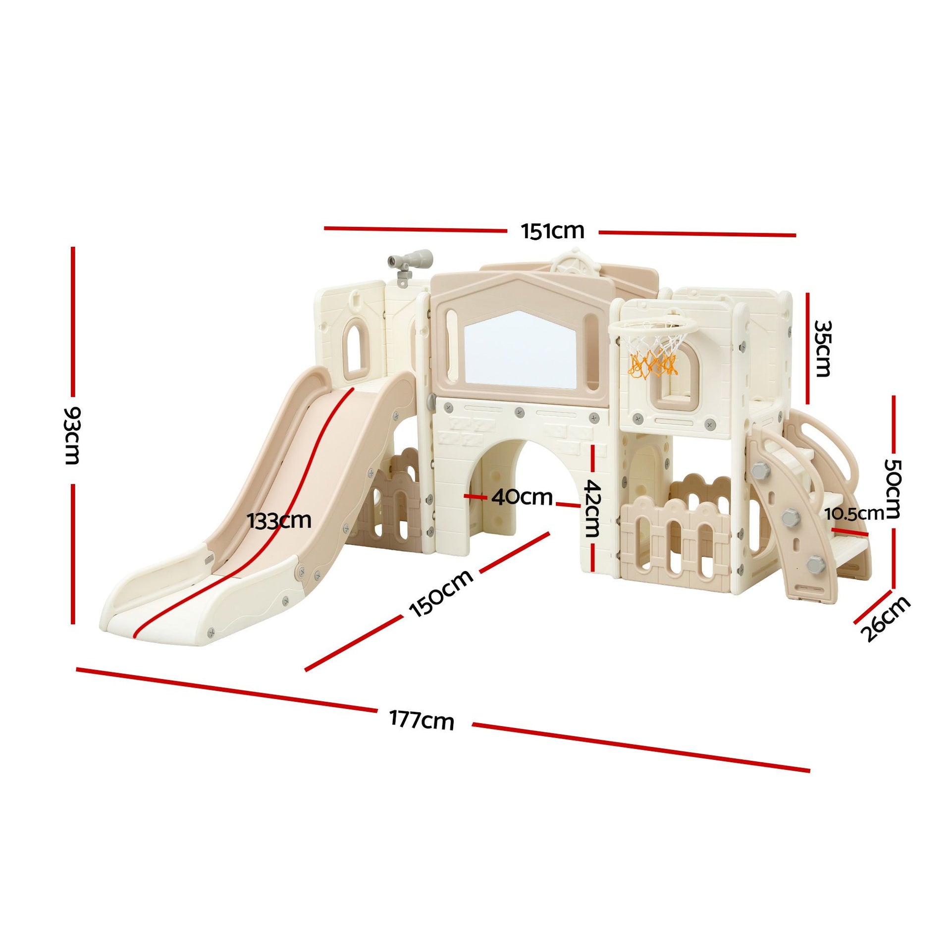 Keezi Kids Slide Set Toddler Indoor Playset With Drawing Board Beige Keezi