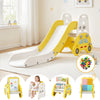 Keezi Kids Slide Set Toddler Indoor Playset Bookshelf Drawing Board Yellow