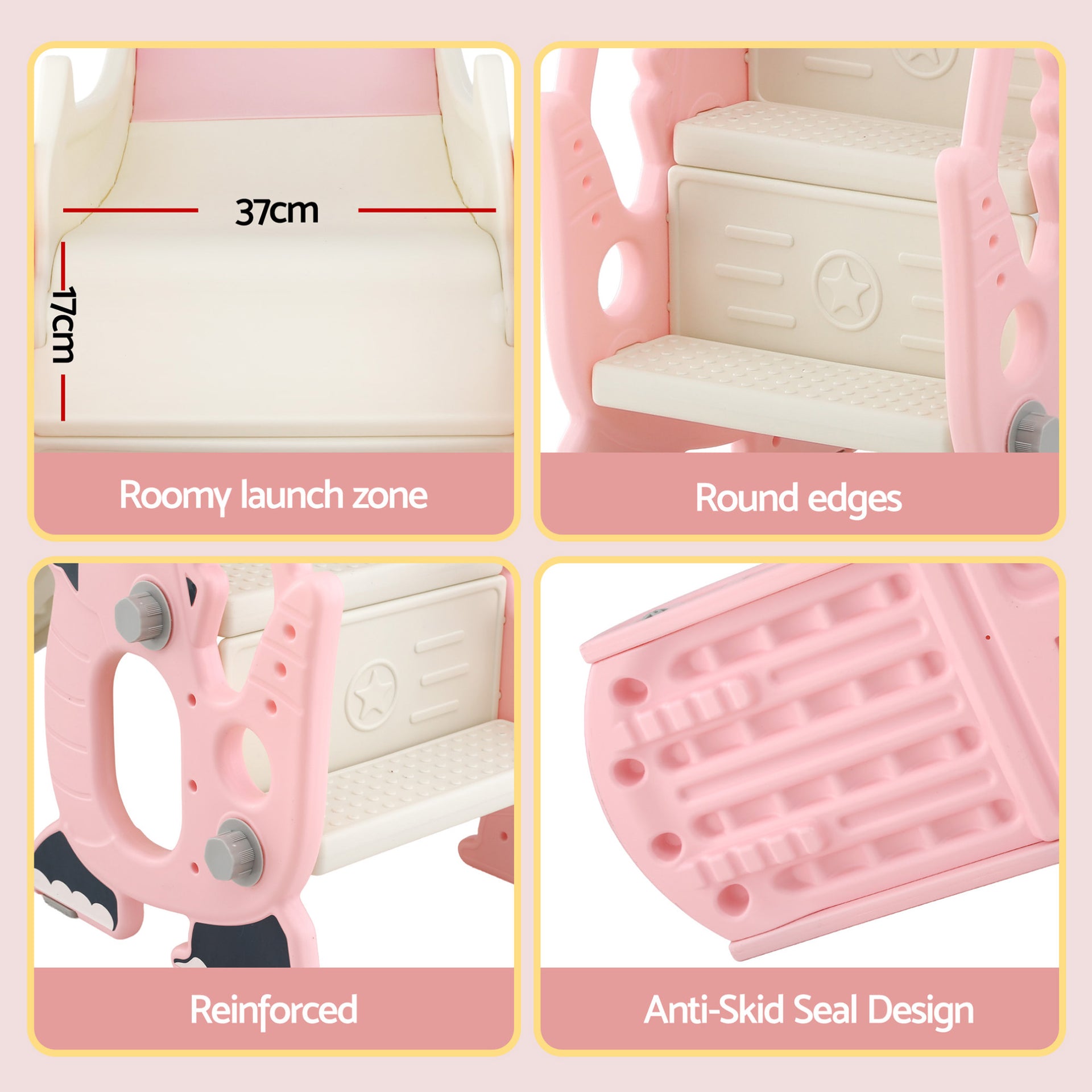 Keezi Kids Slide Set Basketball Hoop Outdoor Playground Toy Dragon 125cm Slide Pink Awezingly