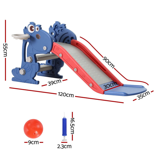 Keezi Kids Slide Set Basketball Hoop Outdoor Playground Toy Dragon 90cm Blue Keezi