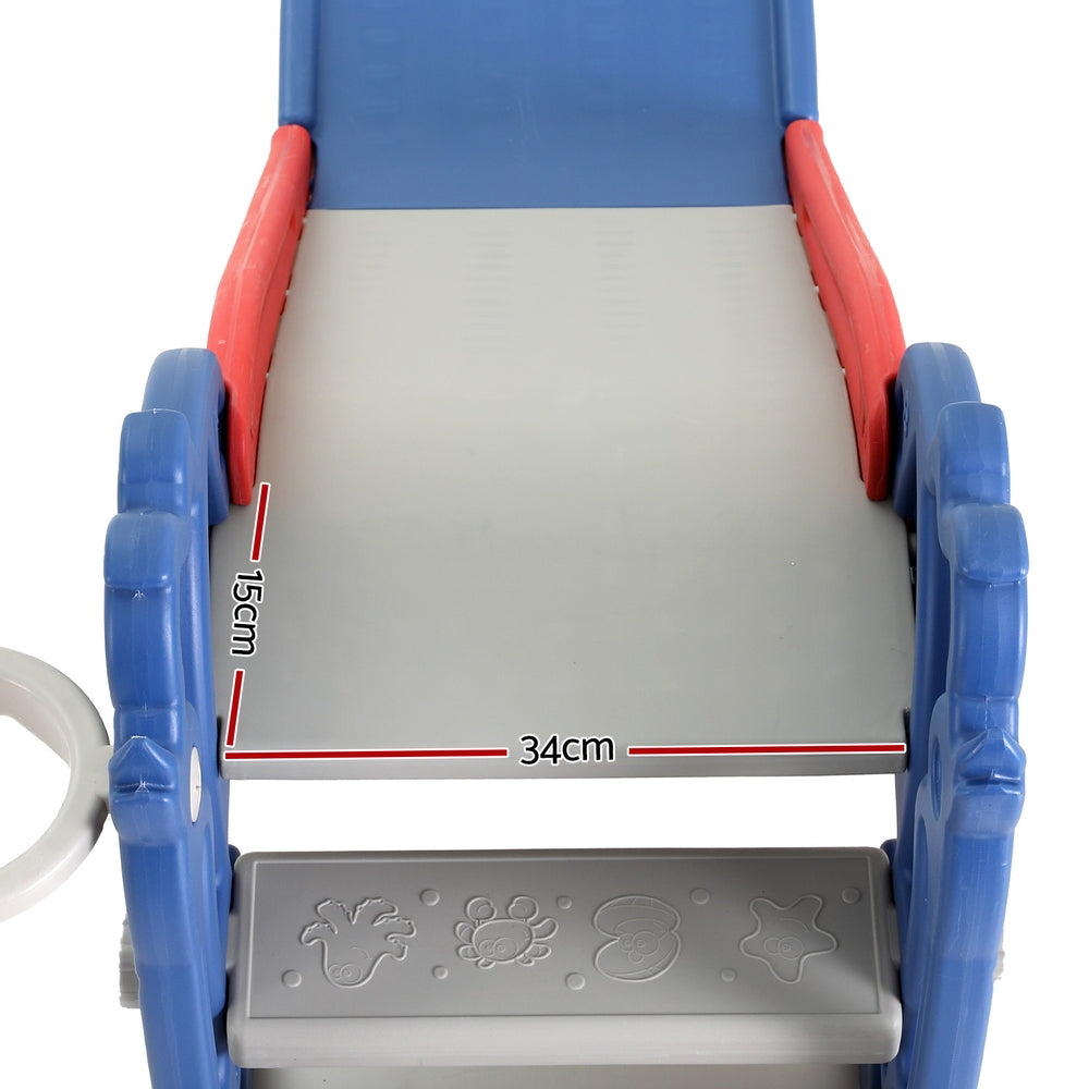 Keezi Kids Slide Set Basketball Hoop Outdoor Playground Toy Dragon 90cm Blue Keezi