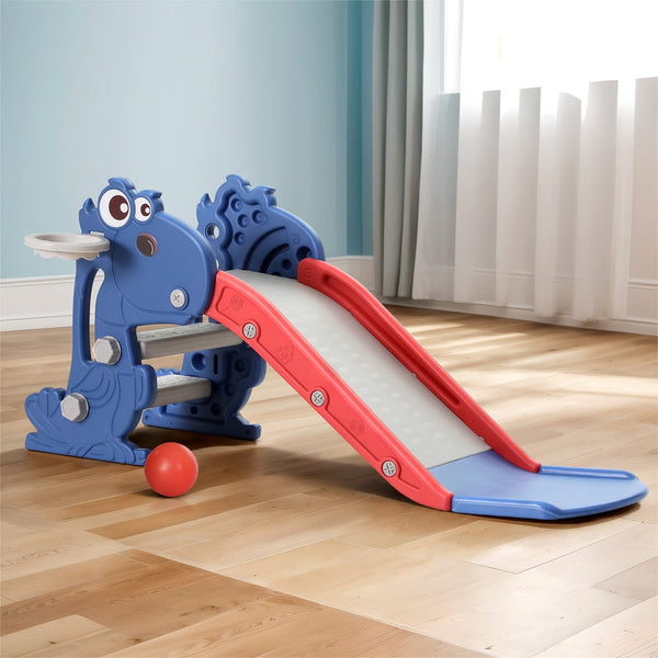 Keezi Kids Slide Set Basketball Hoop Outdoor Playground Toy Dragon 90cm Blue Keezi