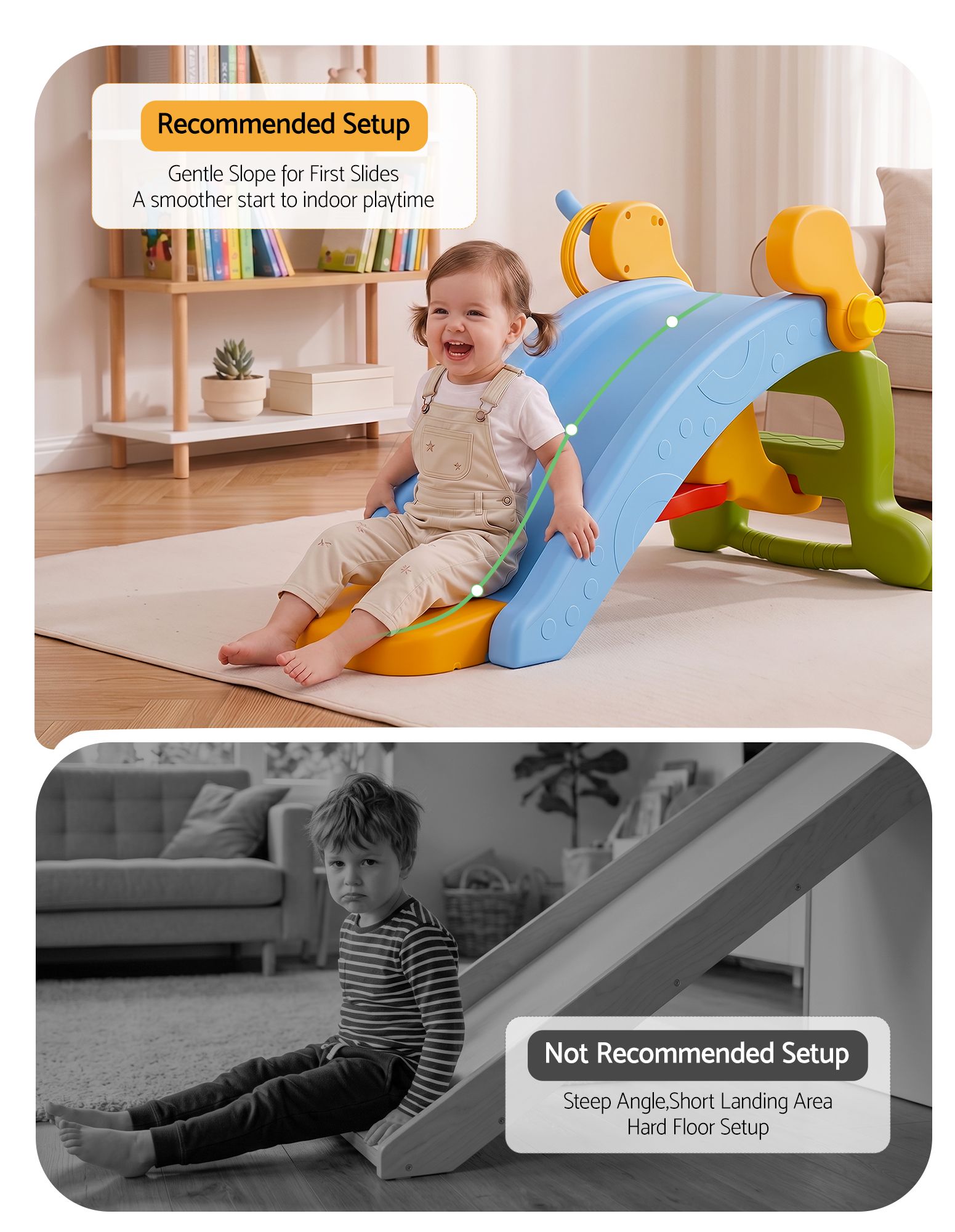 Keezi Kids Slide Set Toddler Indoor Playset Rocking Horse Ring Toss Multi Colour Awezingly