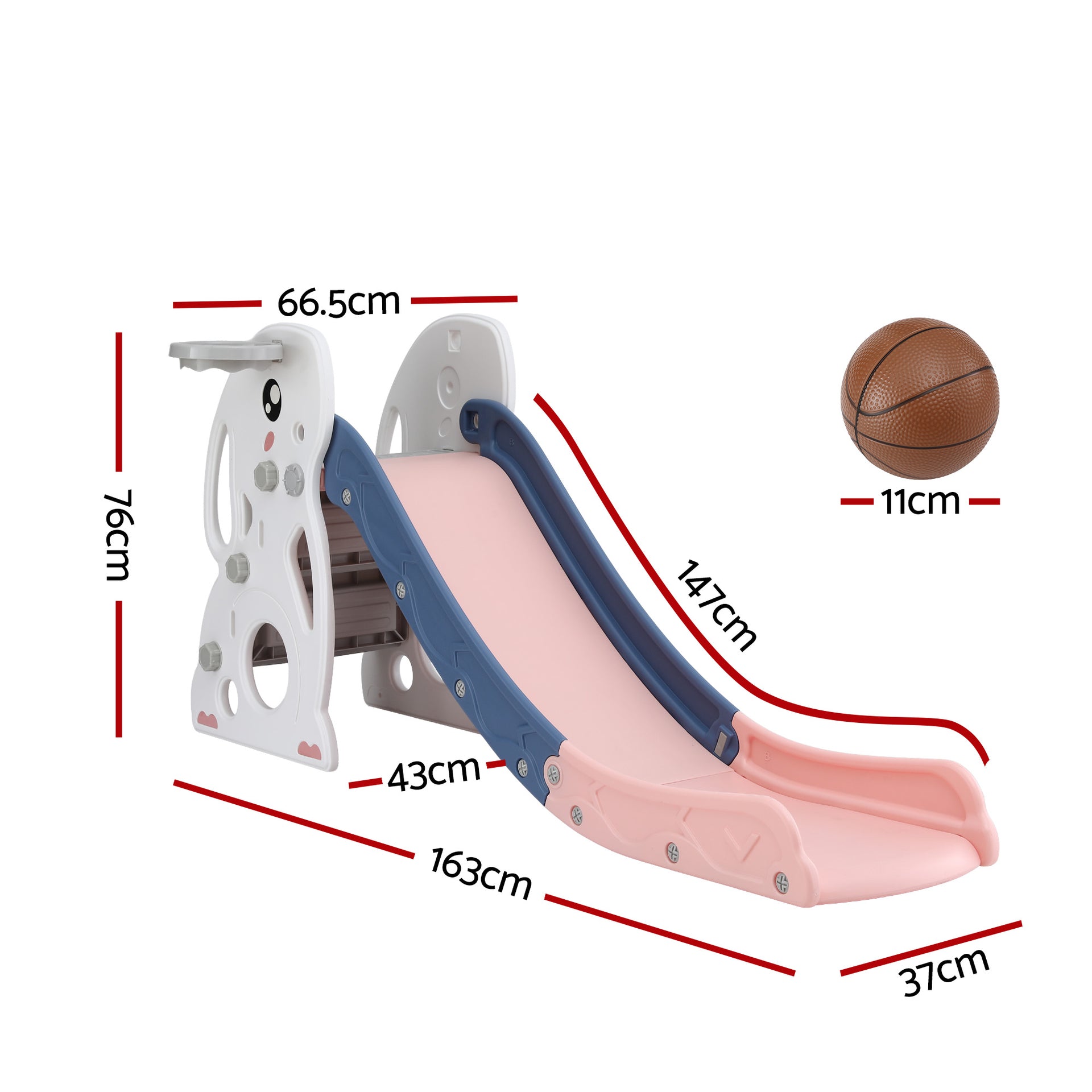 Keezi Kids Slide Set Basketball Hoop Ring Outdoor Playground Toy Rabbit 147cm Awezingly