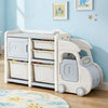 Keezi Toy Storage Organizer with 4 Storage Bins and Cabinet, Bookcase Kids Toys Box, Toy Storage for Kids Room, Playroom, Bedroom, Nursery, Car Shaped