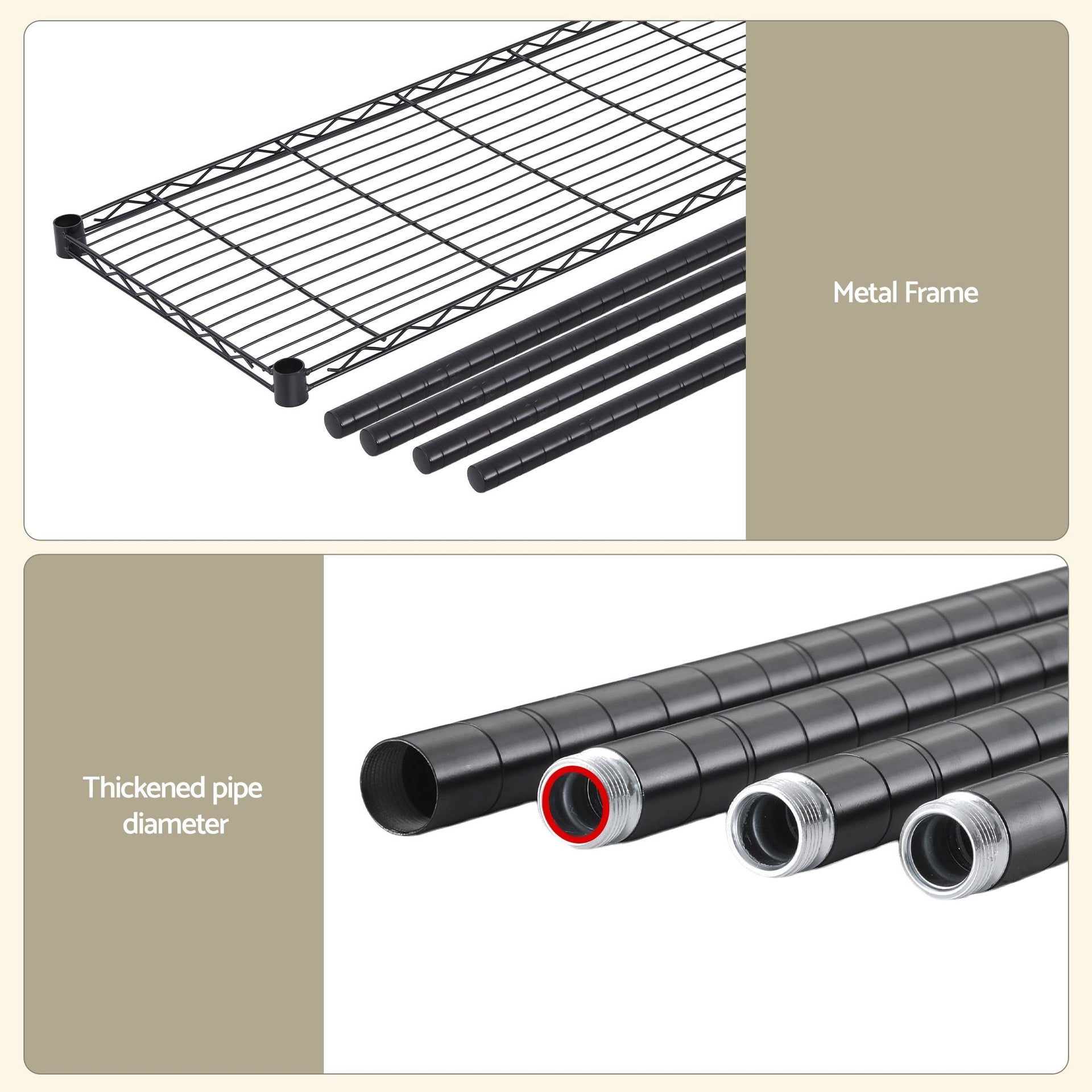 Artiss 4-Tier Kitchen Rack Shelf with Wheels Shelving 152x45x187CM Adjustable Metal Storage Shelves Awezingly