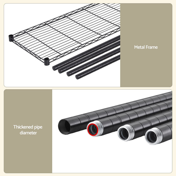 Artiss 4-Tier Kitchen Rack Shelf with Wheels Shelving 152x45x187CM Adjustable Metal Storage Shelves Awezingly