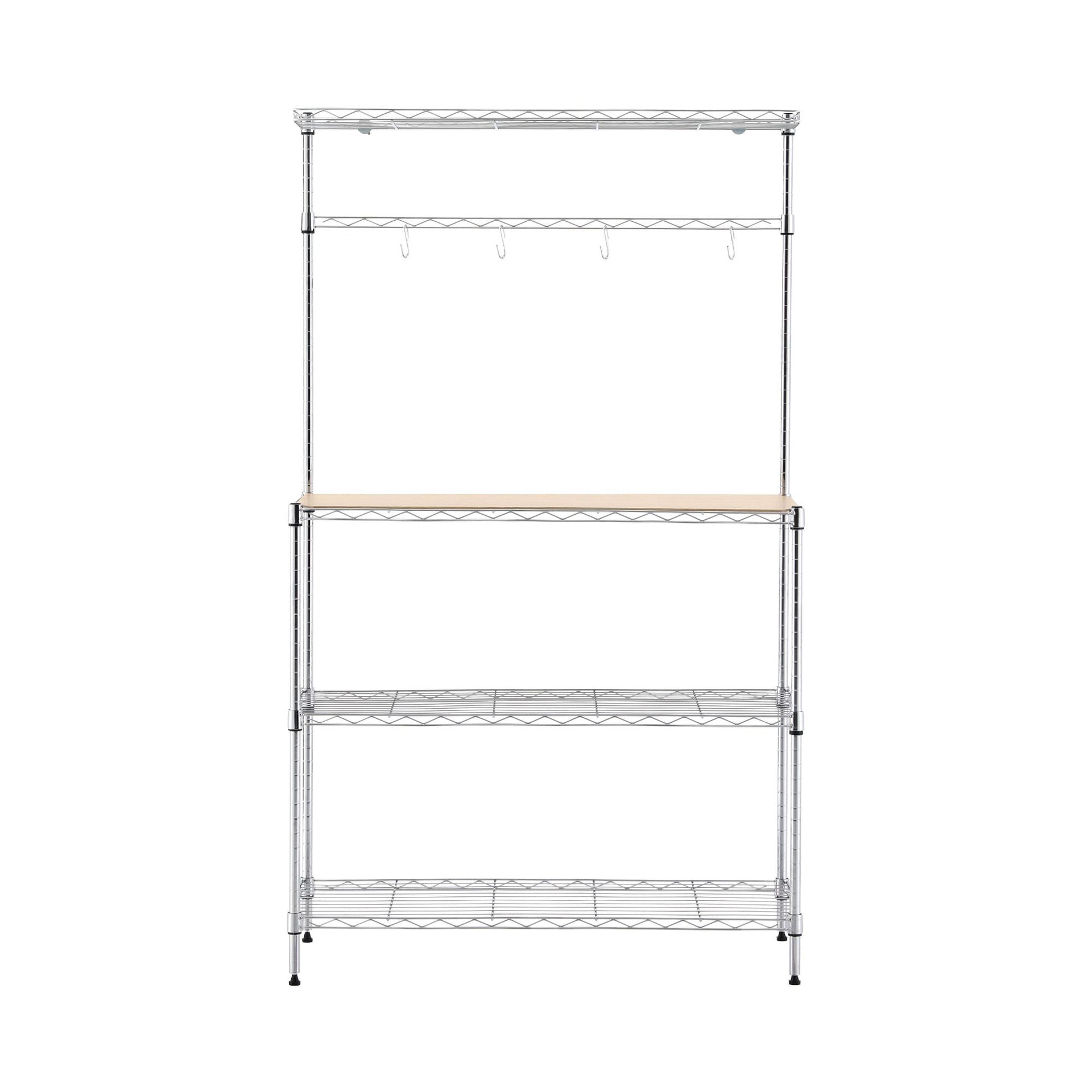 Artiss 4-Tier Metal Kitchen Rack Shelf Silver Storage Shelves Organizer Microwave Stand 90cmx151cm Awezingly