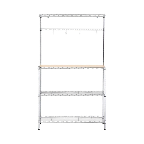 Artiss 4-Tier Metal Kitchen Rack Shelf Silver Storage Shelves Organizer Microwave Stand 90cmx151cm Awezingly