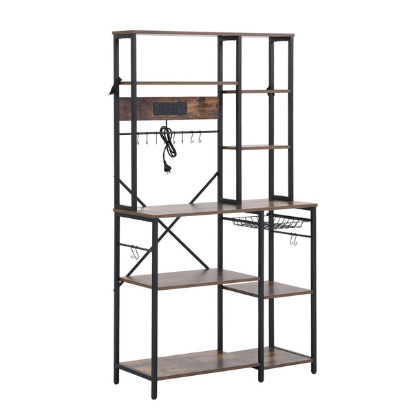 Artiss Kitchen Rack with Power Outlets Hooks 96CMX170CM Microwave Storage Shelf Artiss