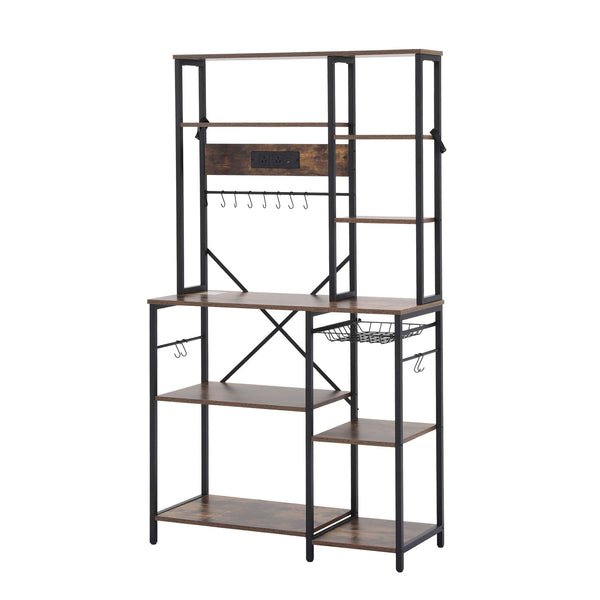 Artiss Kitchen Rack with Power Outlets Hooks 96CMX170CM Microwave Storage Shelf Artiss