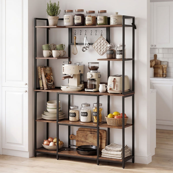 Artiss Kitchen Rack with 6 Hooks Microwave Storage Shelf 120cm x 170cm Awezingly