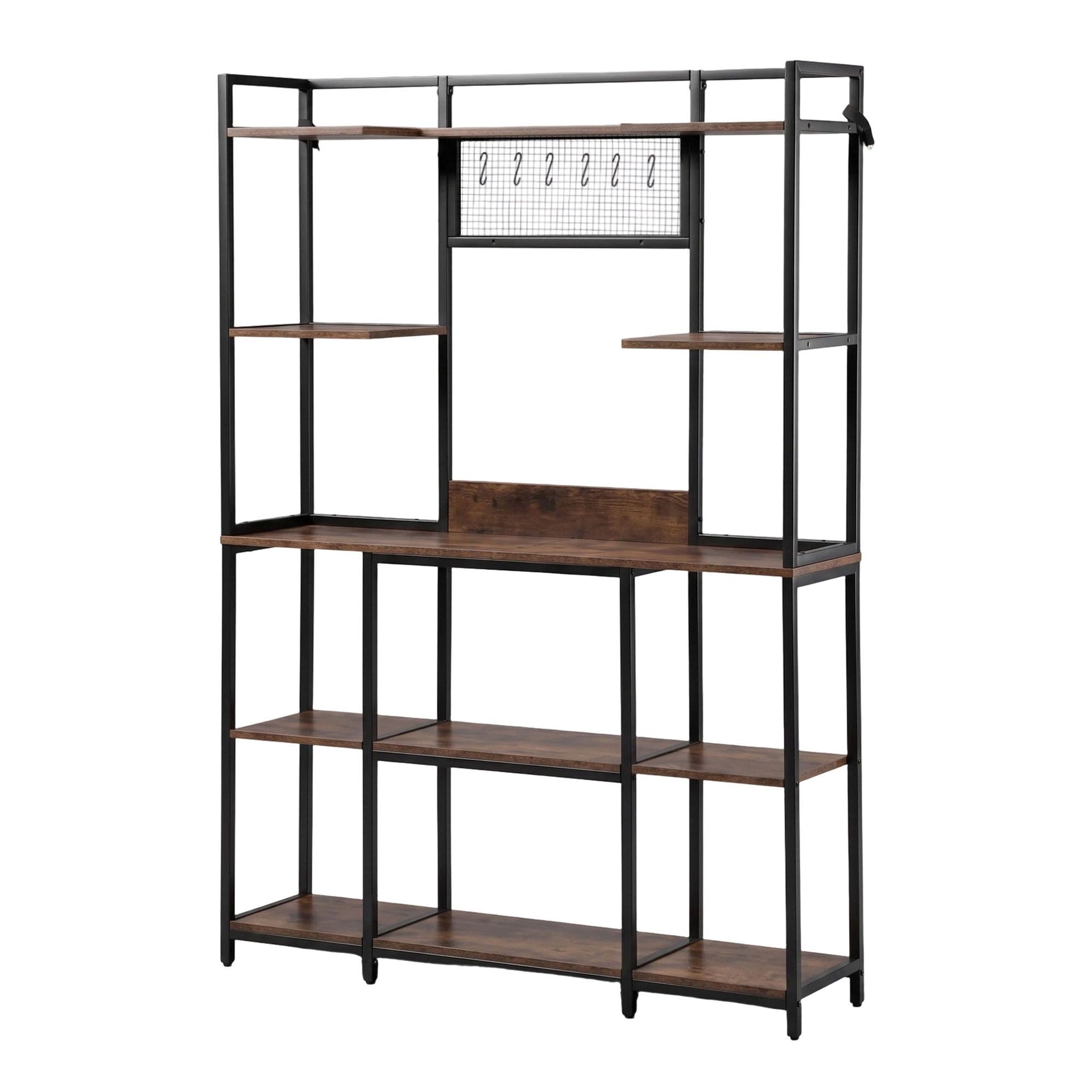 Artiss Kitchen Rack with 6 Hooks Microwave Storage Shelf 120cm x 170cm Awezingly
