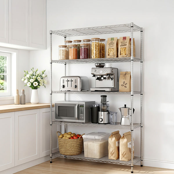 Artiss 5-Tier Kitchen Rack Shelf Shelving 120x45x179CM Adjustable Metal Storage Shelves Awezingly