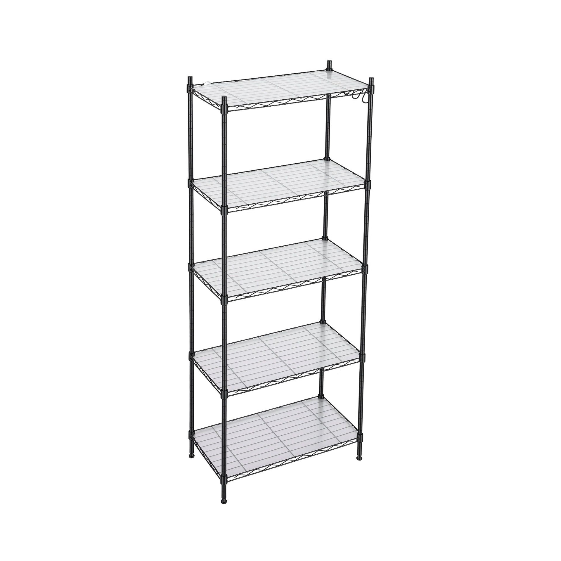 Artiss 5-Tier Kitchen Rack Shelf Shelving Unit 55x30x150CM Adjustable Metal Storage Shelves Black Awezingly
