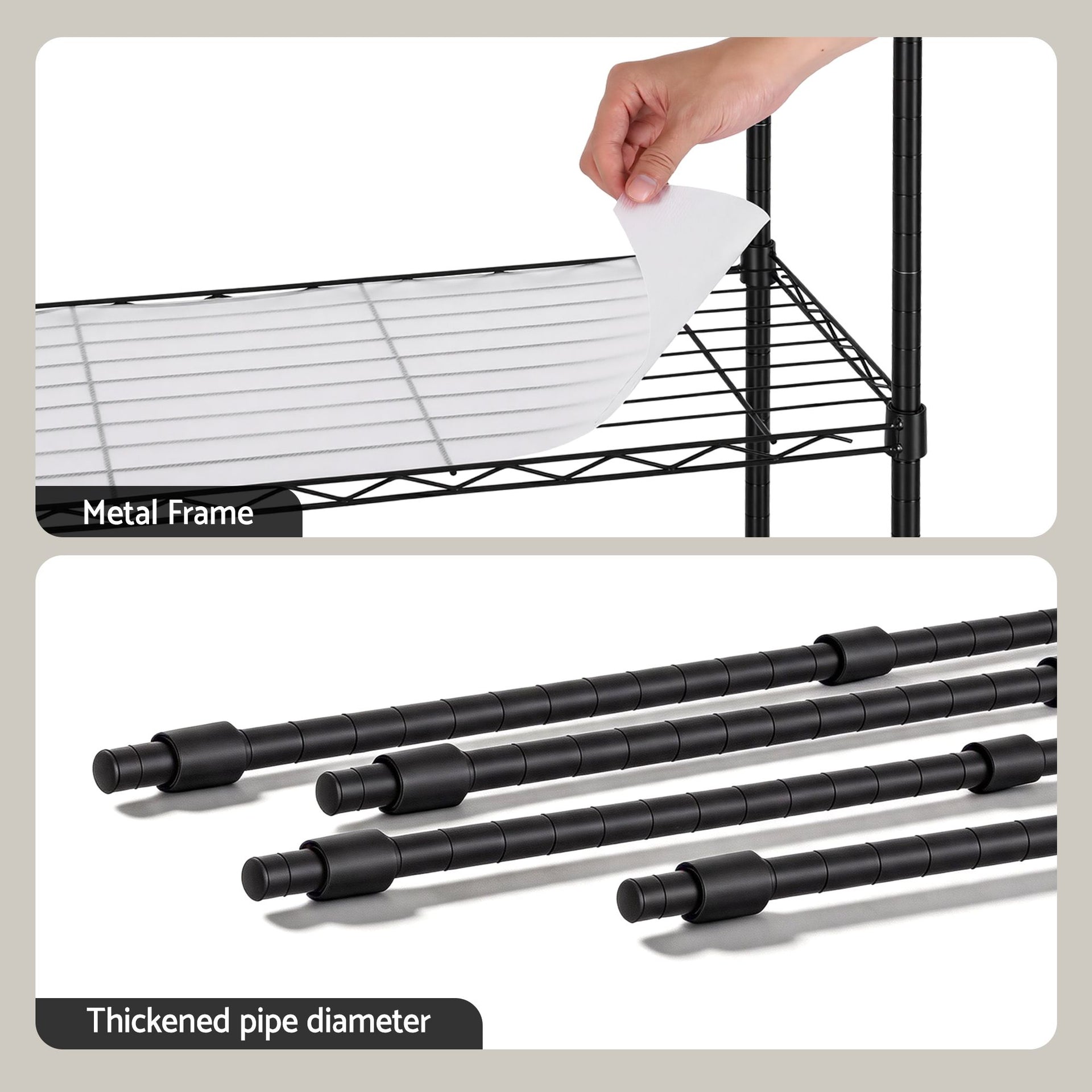 Artiss 5-Tier Kitchen Rack Shelf Shelving Unit 55x30x150CM Adjustable Metal Storage Shelves Black Awezingly