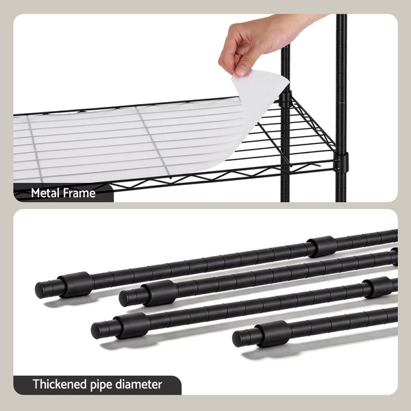 Artiss 5-Tier Kitchen Rack Shelf Shelving Unit 55x30x150CM Adjustable Metal Storage Shelves Black Awezingly