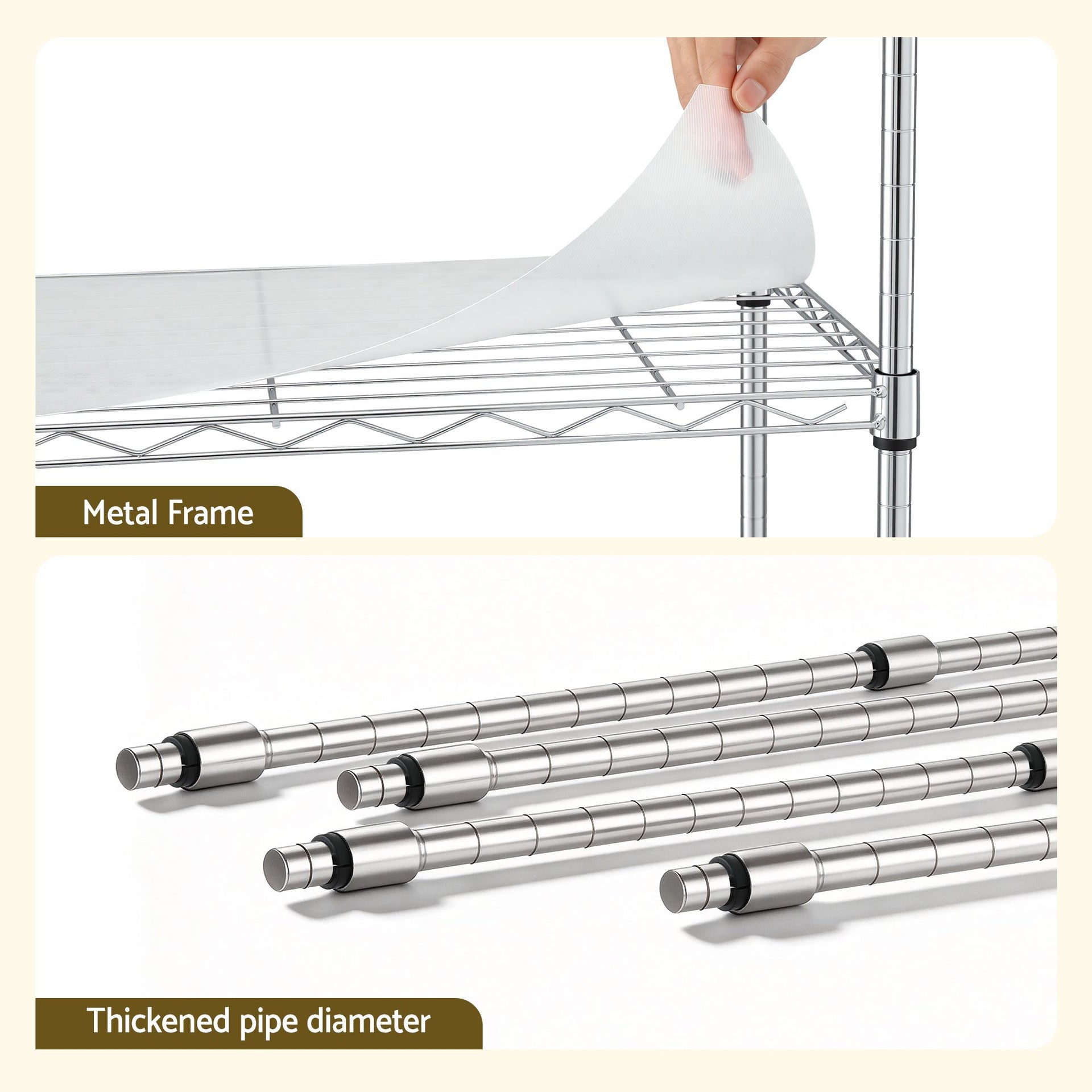 Artiss 5-Tier Kitchen Rack Shelf Shelving Unit 60x35x150CM Adjustable Metal Storage Shelves Silver Awezingly