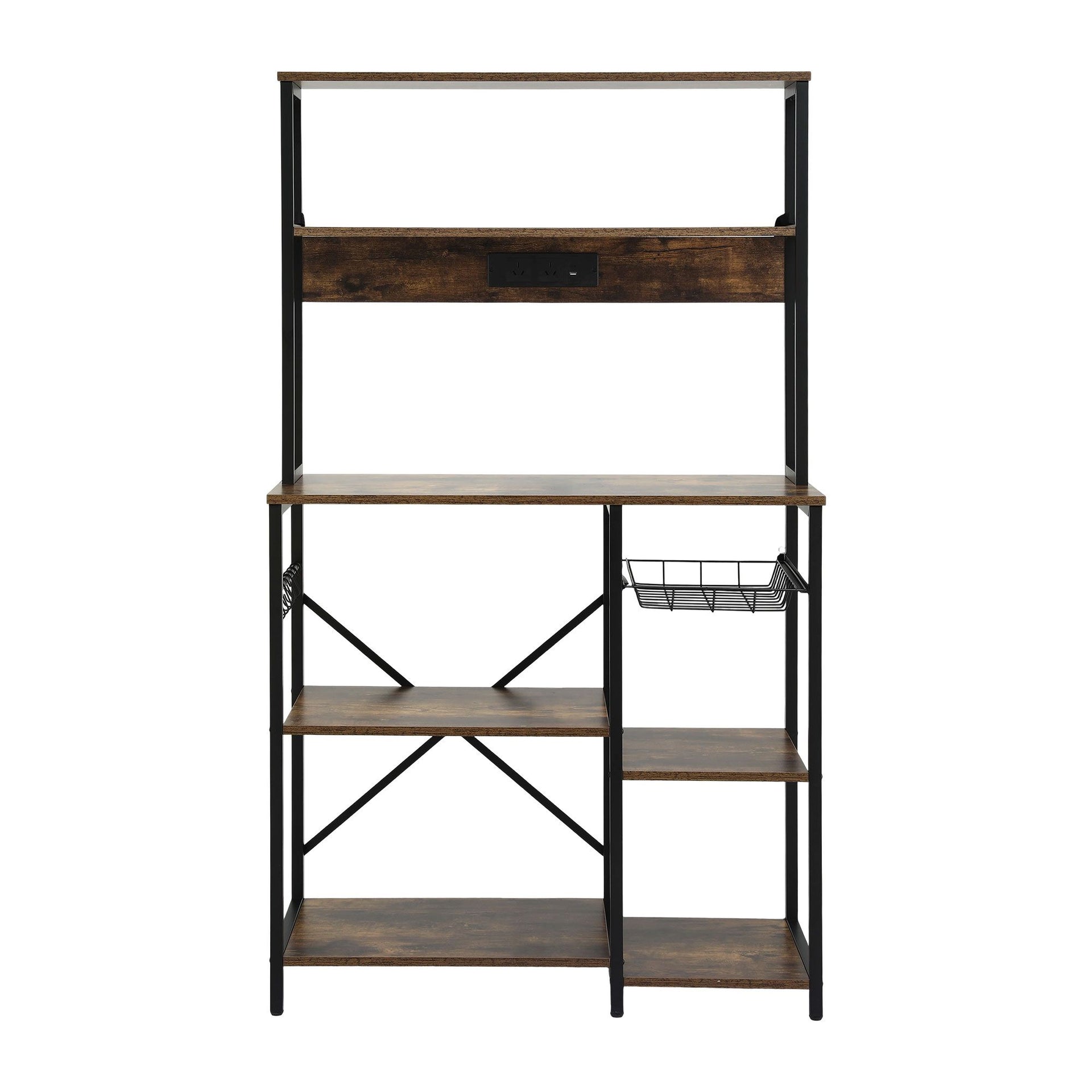 Artiss 5-Tier Kitchen Rack with Power Outlets 90CMX153CM Microwave Storage Shelf Awezingly