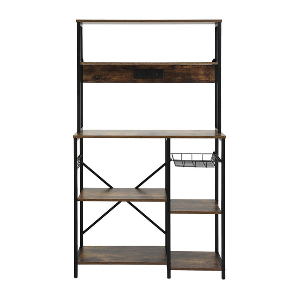 Artiss 5-Tier Kitchen Rack with Power Outlets 90CMX153CM Microwave Storage Shelf Awezingly